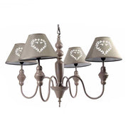 LAMPADARIO CUORI BIANCO CON 4 LUCI 67 CM COLORE TORTORA