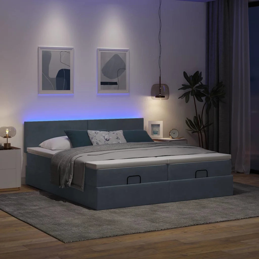 Struttura Letto Pouf con Materassi 180x200 cm Velluto