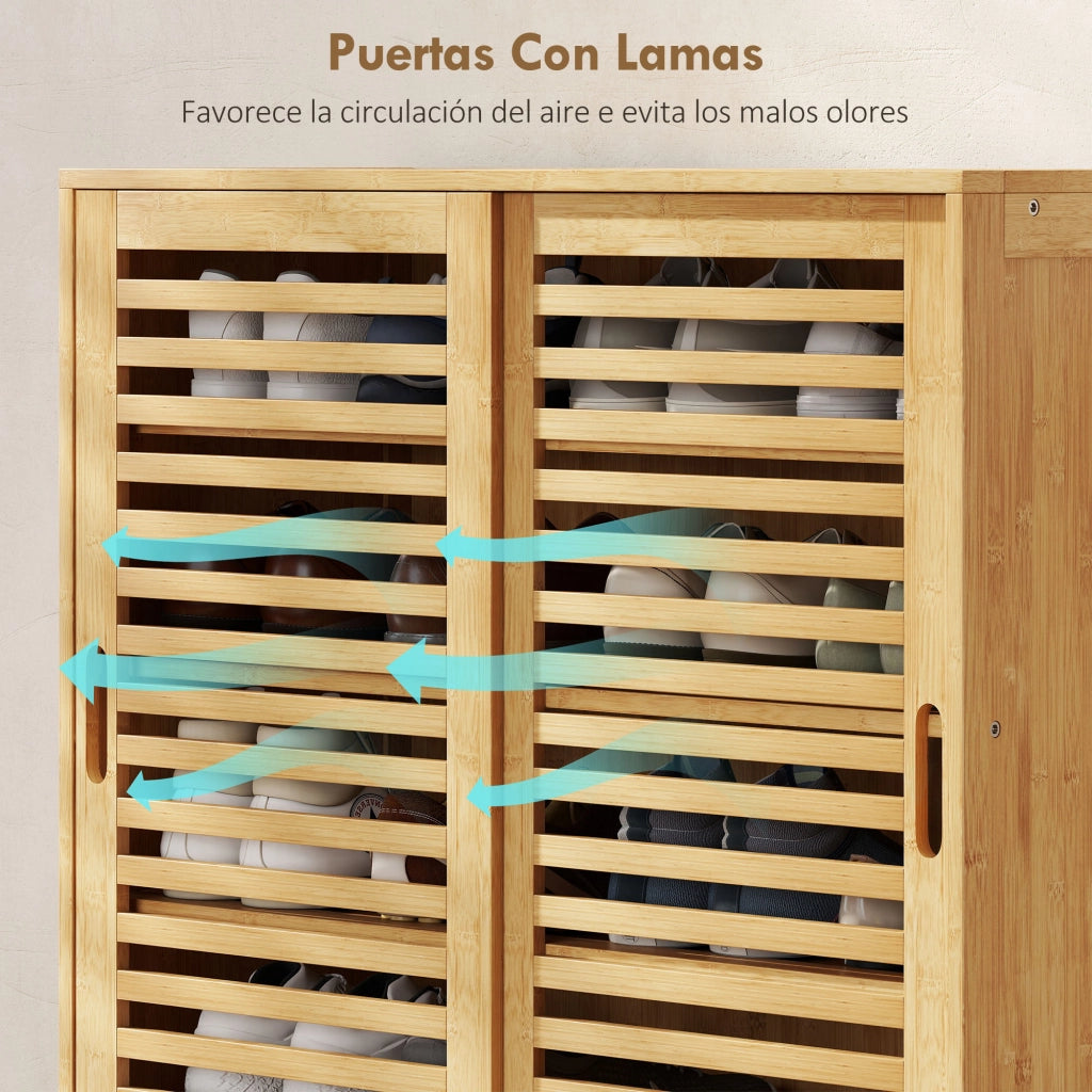 Scarpiera con ante scorrevoli ¨C Xylo ¨C 16 paia, legno naturale, 80x35x80 cm