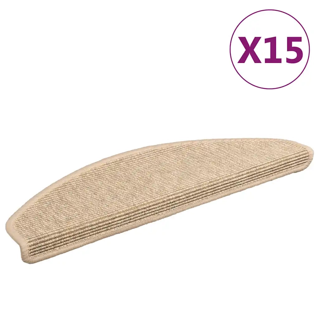 Tappeti Autoadesivi Scale Aspetto Sisal 15 pz 65x21x4 cm Beige