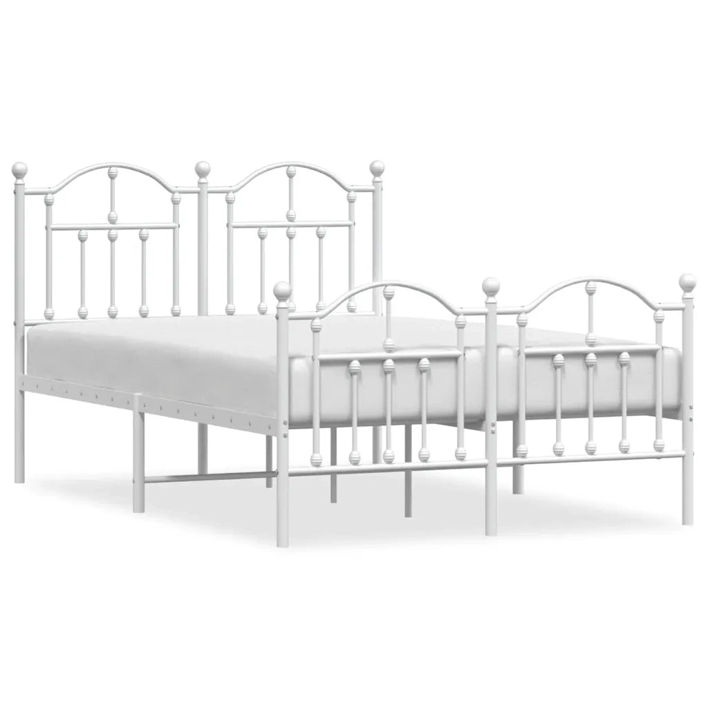 Giroletto con Testiera e Pediera-Struttura Letto Metallo Bianco 120x190 cm 146028