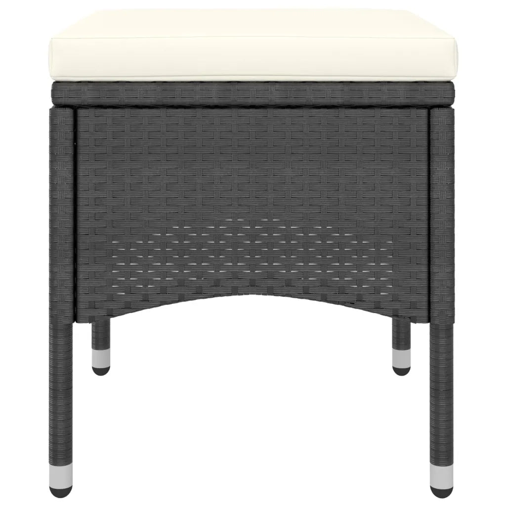 Set da Bistrot per Giardino 5pz Polyrattan Vetro Temperato Nero 3058374