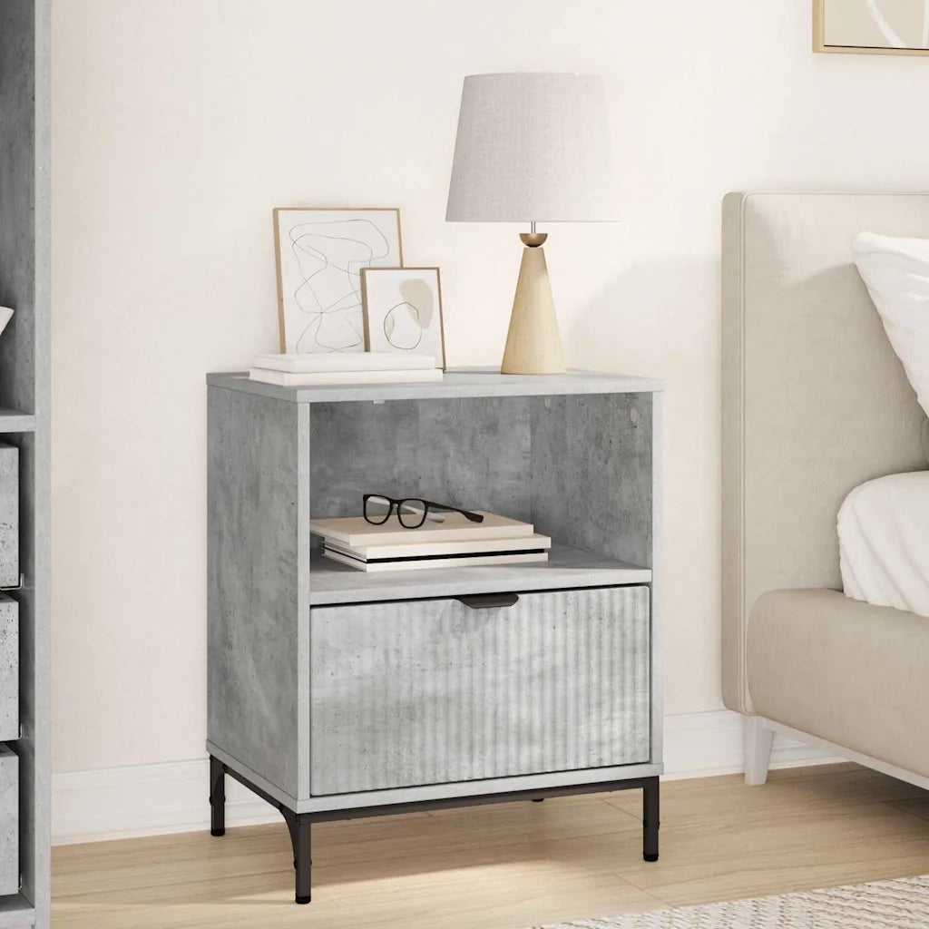 Armadio da Notte con cassetto Grigio cemento 49 x 36 x 61 cm 883480