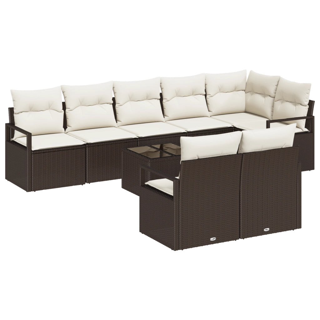 Set di divano da giardino  8 pezzi con cuscini grigio polyrattan