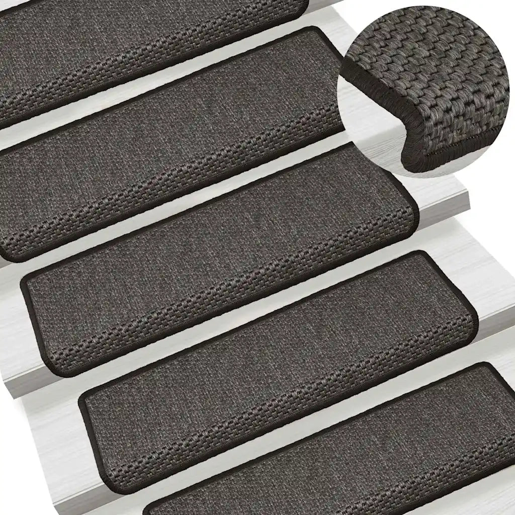 vidaXL Tappeti Adesivi Scale Aspetto Sisal 30 pz 65x21x4 cm Antracite