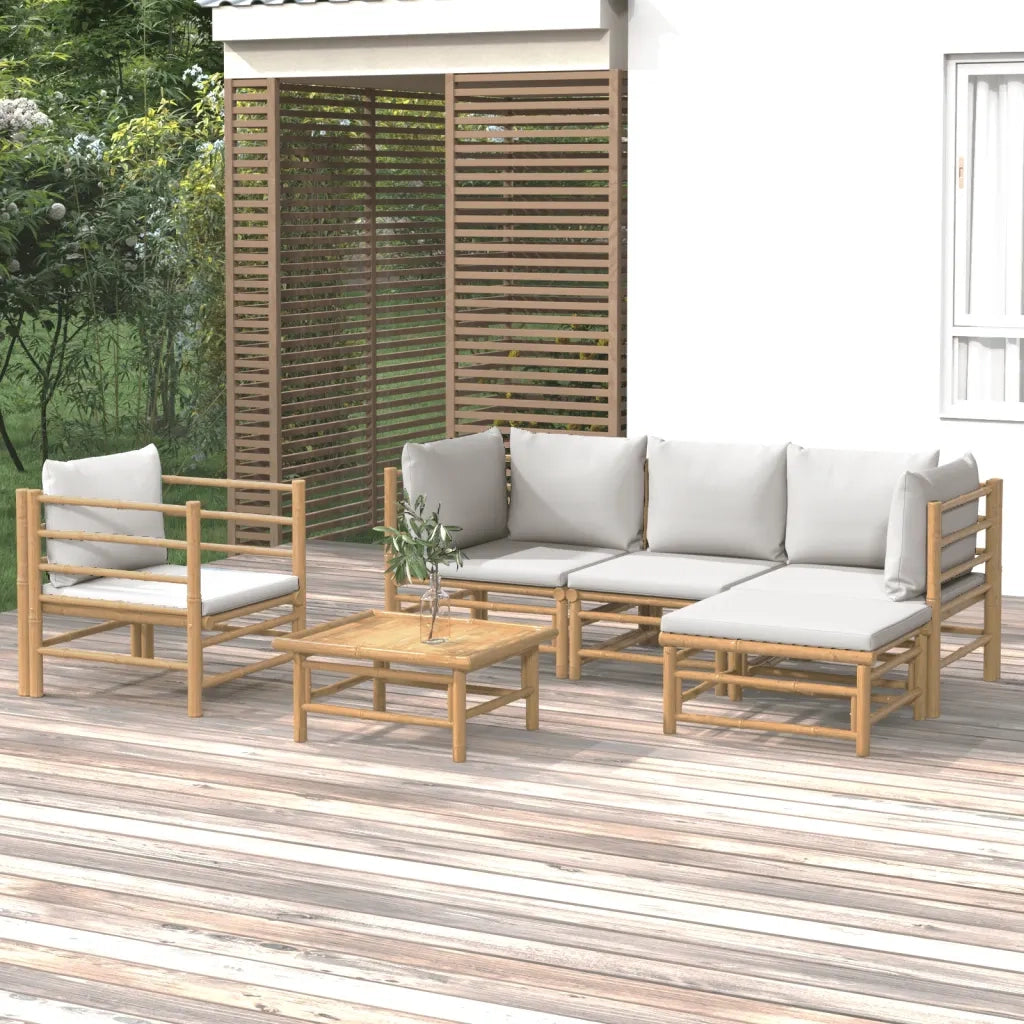 Set Salotto da Giardino 6pz con Cuscini Grigio Chiaro BambÃ¹cod mxl 124237