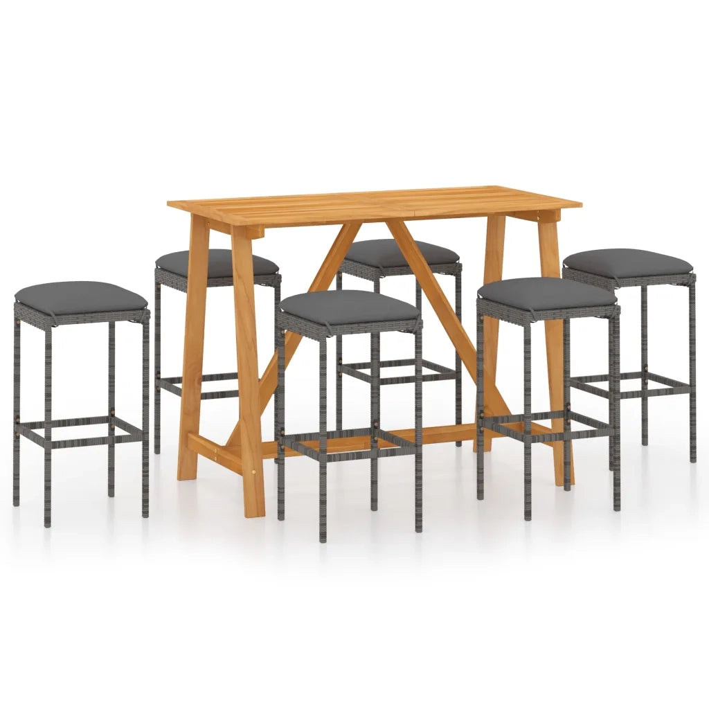 Set da Bar da Giardino 7 pz con Cuscini Grigio cod mxl 35394