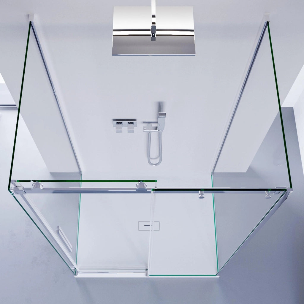 Box Doccia 3 Lati 70x140x70 cm 1 Anta Scorrevole in Cristallo Trasparente 8mm H195 Bonussi Alina