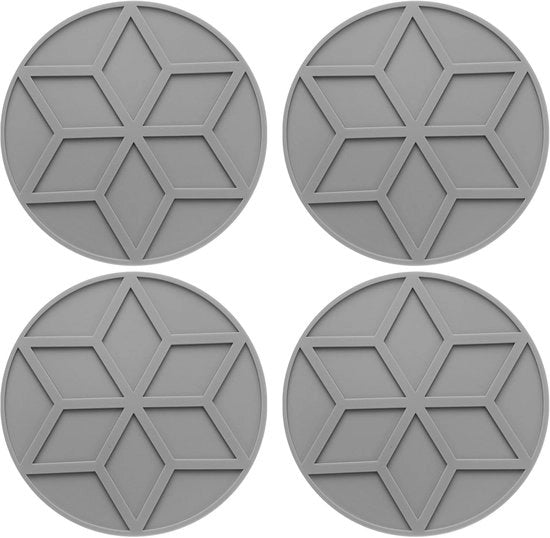 Sottopiani per vasi - rotondi 10 cm - sottopiani in silicone - sottopiano termoresistente - per pentole e piatti caldi - sottopiani - grigio scuro - 4 pezzi