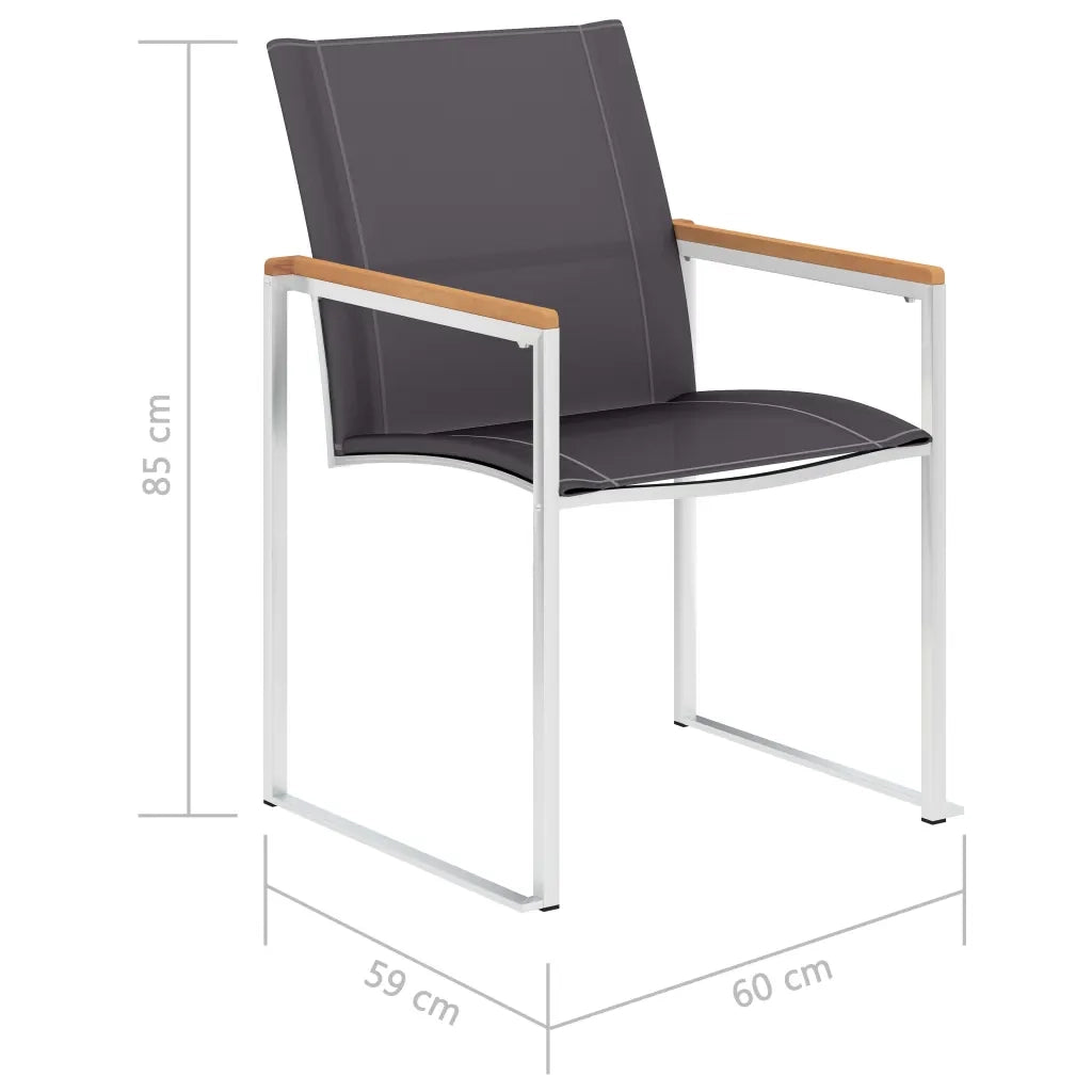 Sedie da Giardino 4 pz in Textilene e Acciaio Inox Grigie 46516