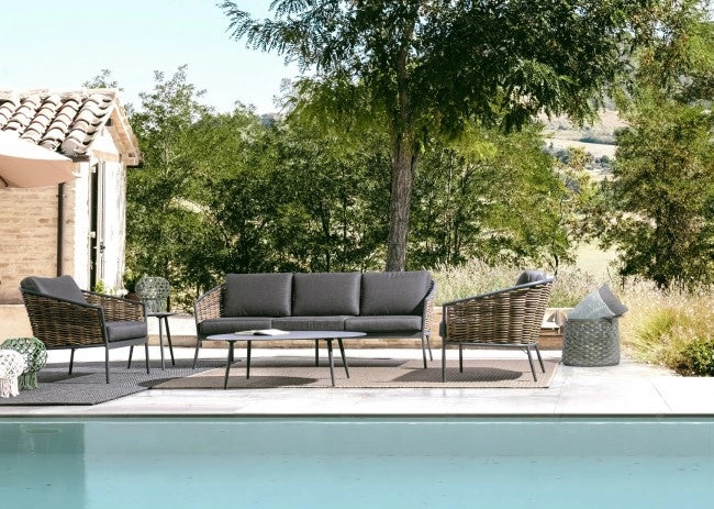 Tavolino da esterno ovale in alluminio antracite 120x75 cm - ADVENTURE