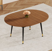 Tavolo da pranzo ovale in MDF effetto noce con gambe nere