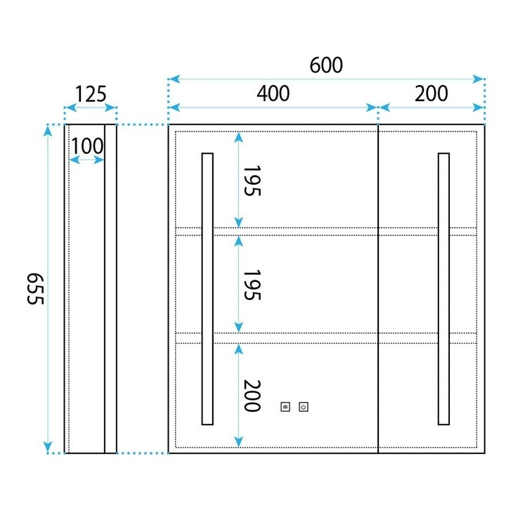 Armadietto Con Specchio Led M1015-60 60x65