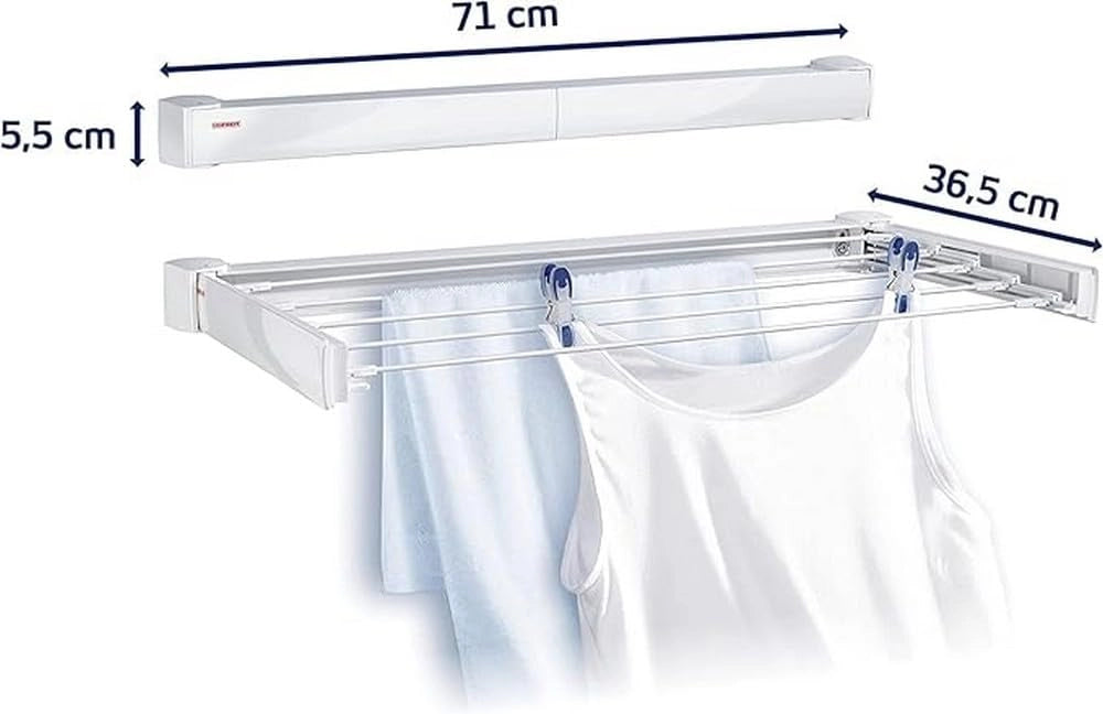Stendibiancheria a Parete Estensibile Telegant 30 71 CMX5X5,5H. Leifheit