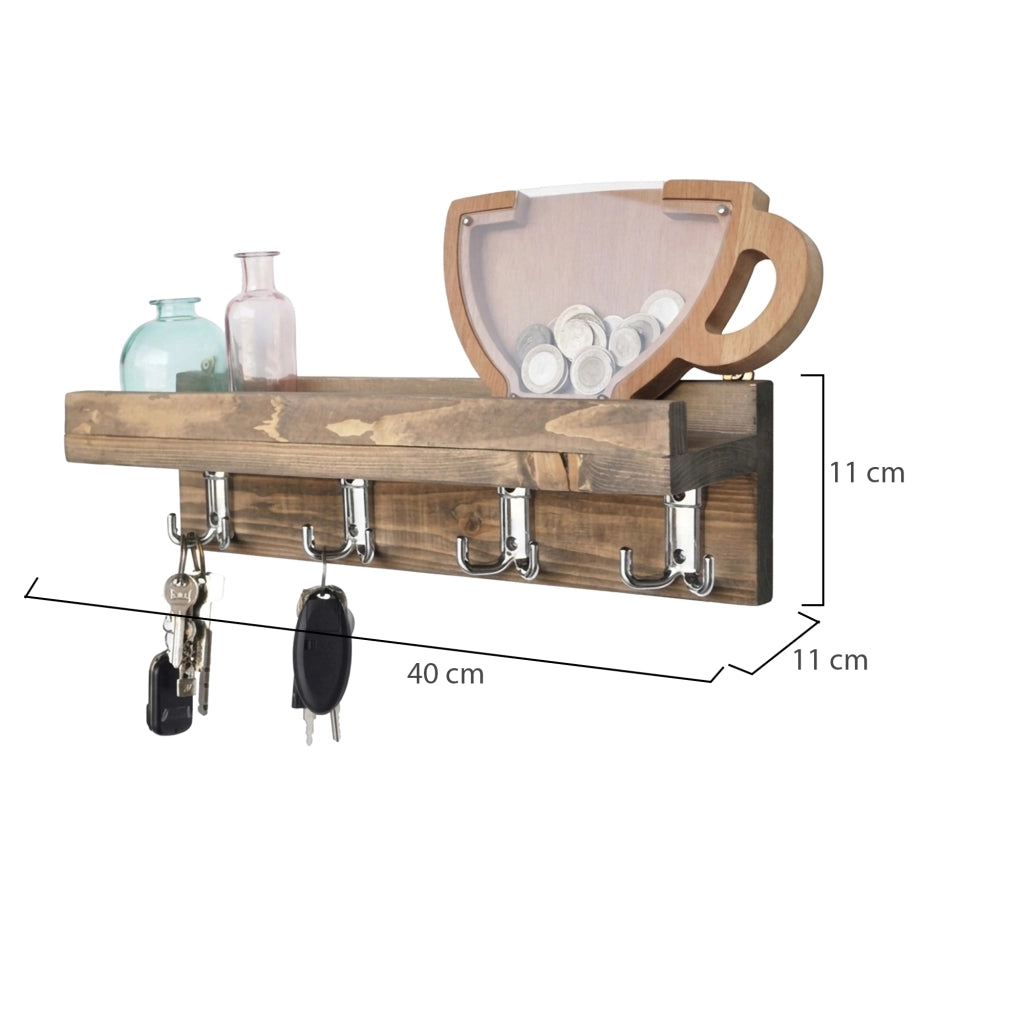 Fardella, Mensola un Ripiano, 40x11x11h cm Marrone Naturale