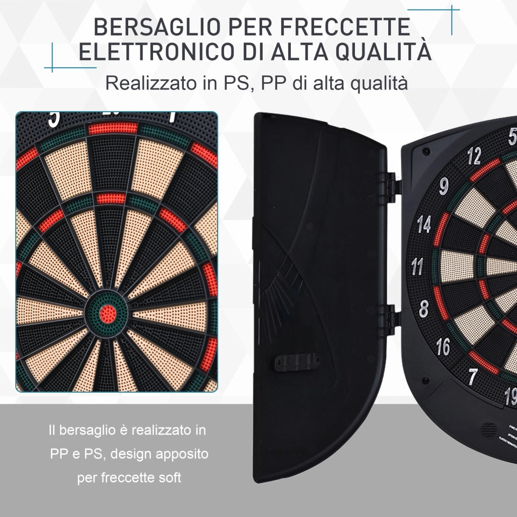 EasyComfort Bersaglio Freccette Elettronico per 8 Giocatori con 6 Freccette, Schermo LCD, 2 Porte e 26 Modalità di Gioco