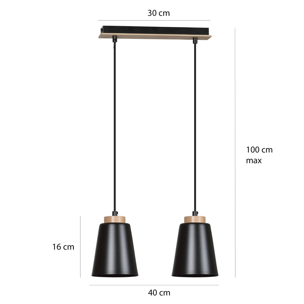 Lampada a sospensione Emibig Bolero 2xE27 bianca legno