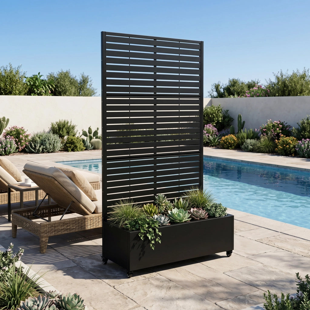 Fioriera con Spalliera Nodepp in Acciaio 190 x 82 x 38 cm - Nero casa.pro