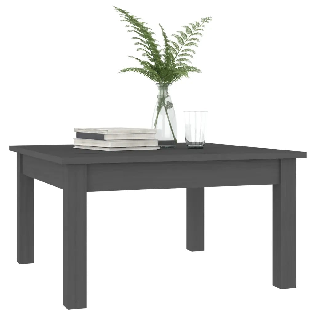 Tavolino da Salotto Grigio 55x55x30 cm Legno Massello di Pino 814231