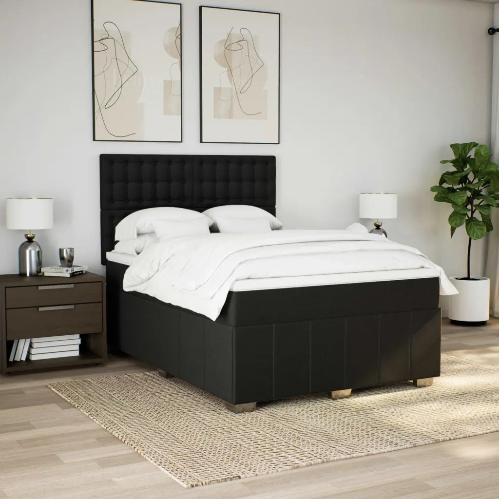 Giroletto a Molle con Materasso Nero 140x200 cm in Tessuto 3291707