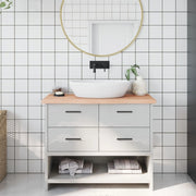 Piano Bagno 100x30x(2-4) cm in Legno Massello Non Trattatocod mxl 95881
