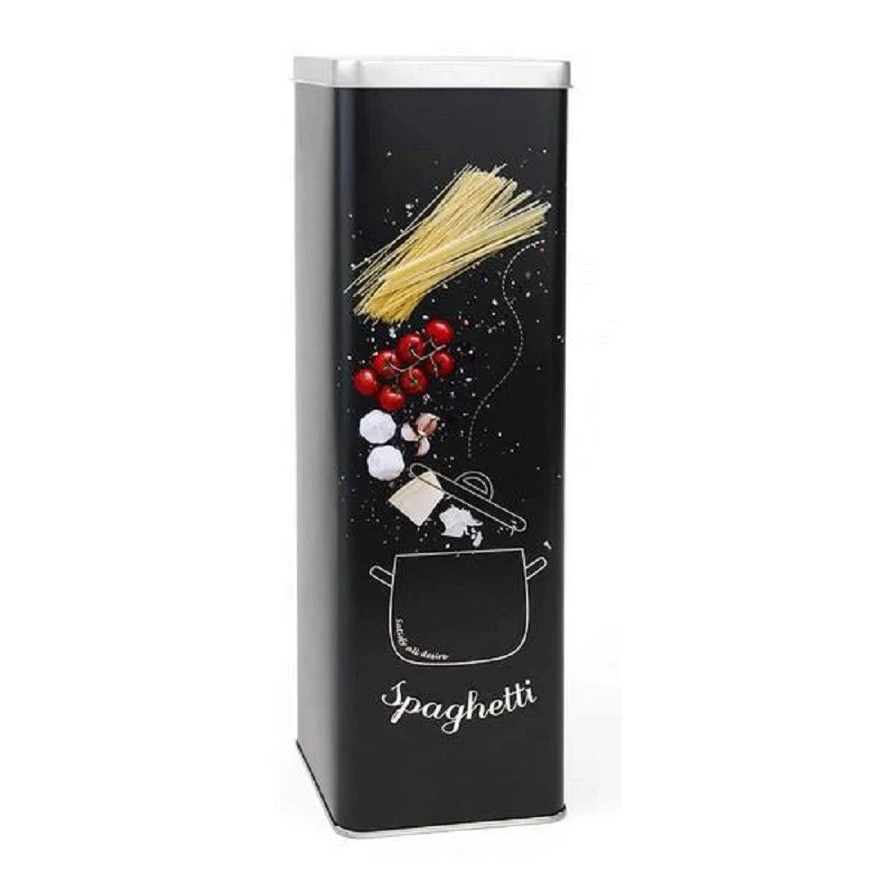 Trade Shop - Barattolo Contenitore In Metallo Privilege Nero 9 X 9 X 30 Cm Accessorio Cucina -