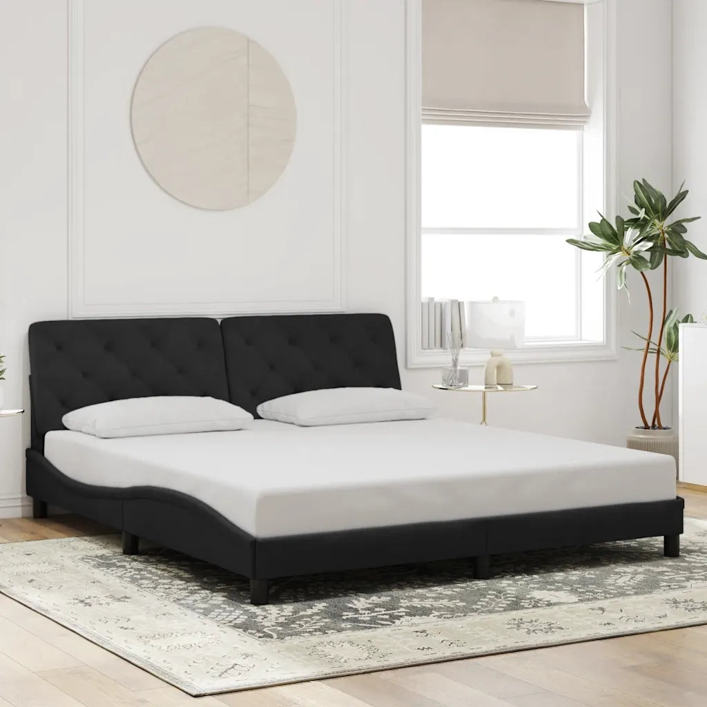 Giroletto senza Materasso-Struttura Letto Nero 180x200 cm in Velluto 823444
