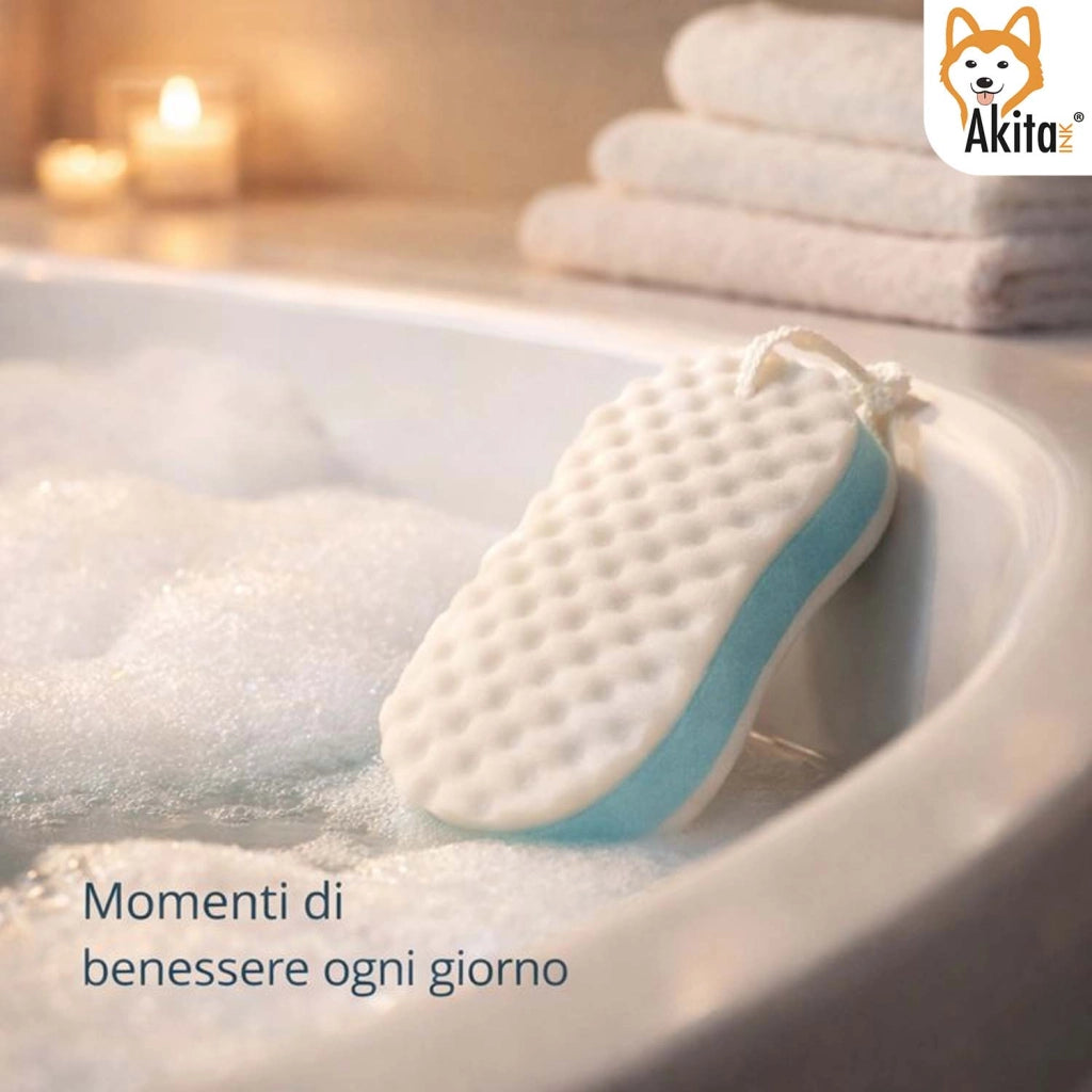 Akitaink Kit 4 Spugne Bagno Morbide con Corda