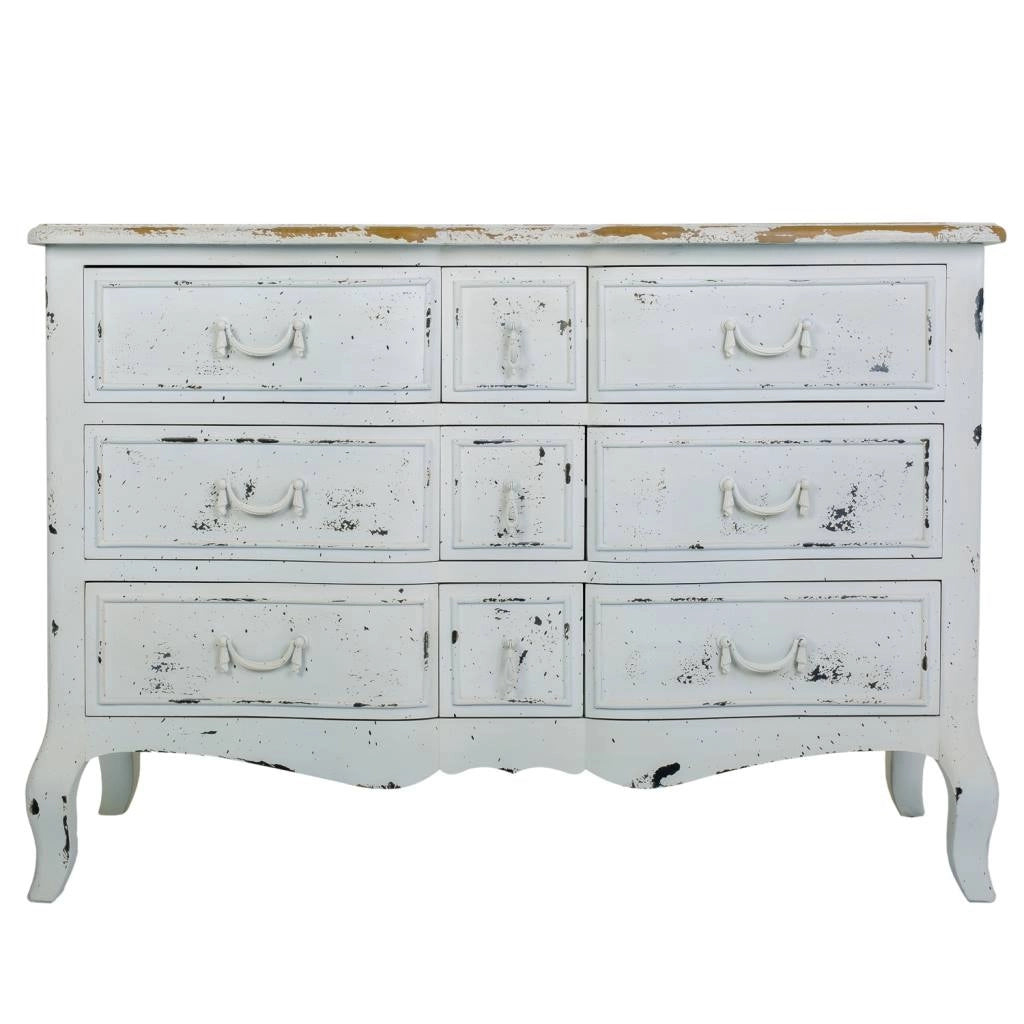 Cassettiera in legno laccato bianco 120x51x84h