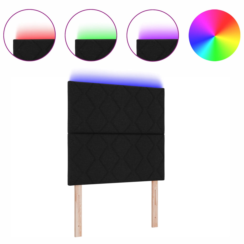 Testiera LED  Design a Blocchi di Diamante Nera 100 cm Tessuto