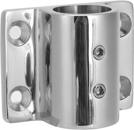 Fitting per parapetto in acciaio inossidabile 316, dimensioni 23" x 18" x 12", doppia barra superiore, superficie lucidata, fitting per tubo per parapetto per imbarcazioni da diporto, base stangile rettangolare 7" x 8" foro, alta qualità.