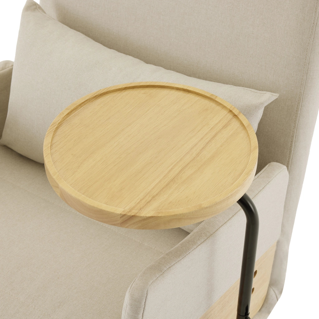Poltrona letto trasformabile 3 in 1 beige con schienale regolabile e ripiano girevole