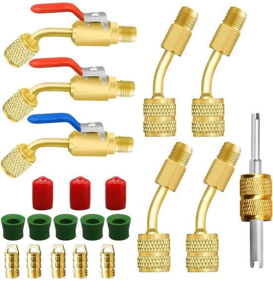 Adattatore a 21 vie per refrigeranti - Adattatore R410A per refrigerante R410A - R410A R134A R12 R22 - Maniglione a sfera inclinata per refrigeranti AC