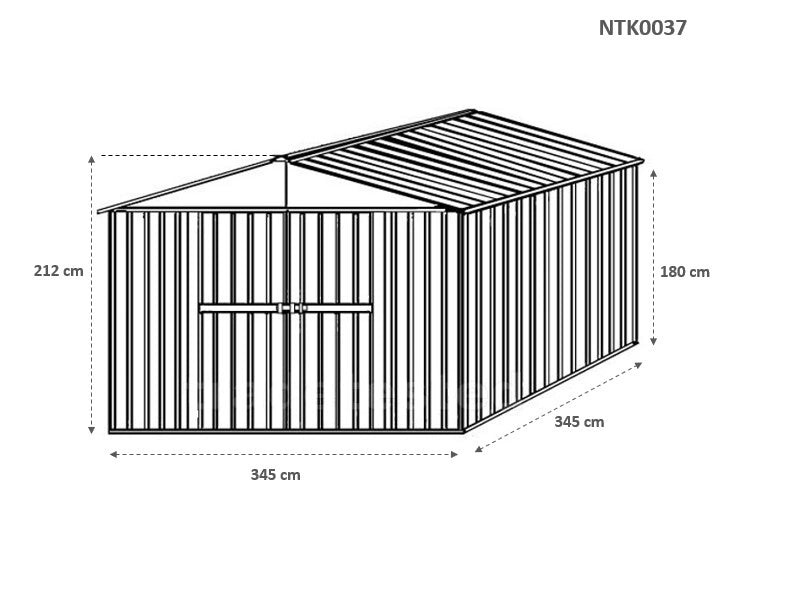 Box in lamiera casetta giardino Acciaio Zincato 360x345cm x h2.12m - 150KG - 12,42 mq - VERDE
