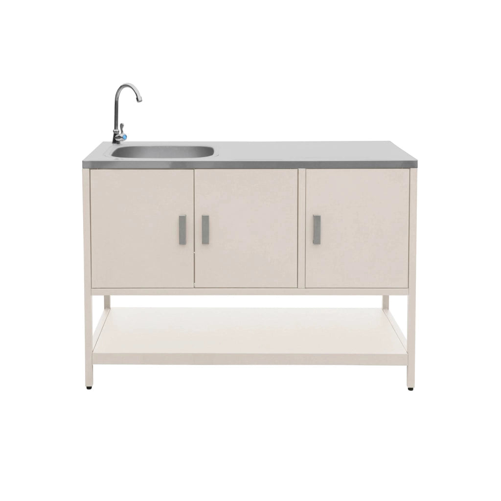 Cucina da esterno, 3 moduli in acciaio inox, beige