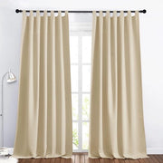 Set di tende oscuranti da 2 pezzi - Tende termiche - Tende opache - H 245 x L 140 cm - Beige - Ideale per soggiorni/camere da letto - Decorazione per finestre