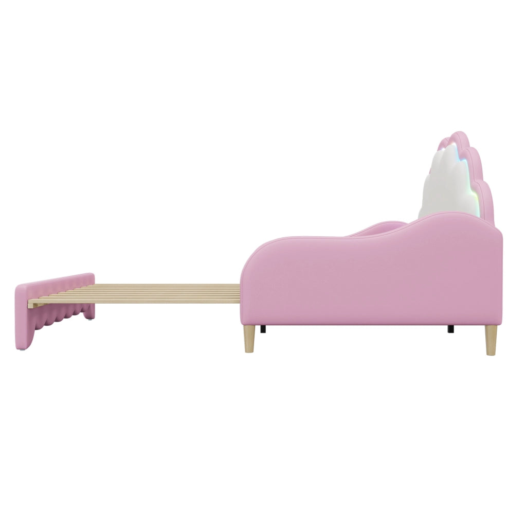 Divano letto 140x200 cm con LED; PU rosa