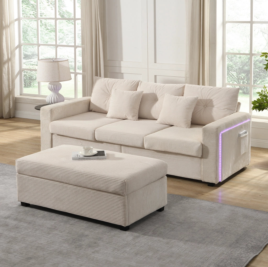 Divano modulare con illuminazione LED; schiuma; beige
