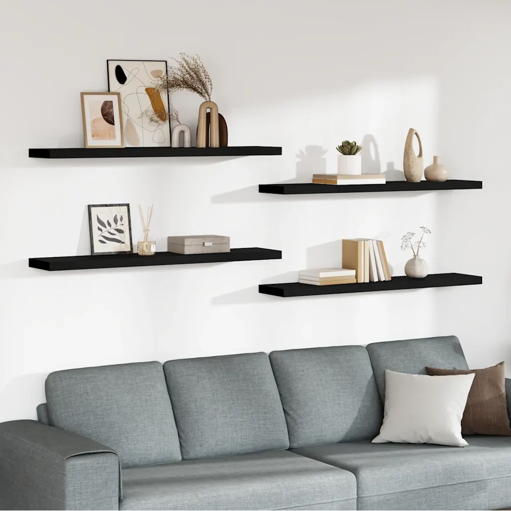 Scaffali a Parete 4 pz Neri 120x23,5x3,8 cm in MDF 323843