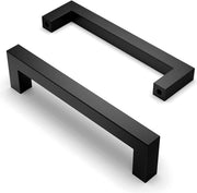 Maniglia 128 mm in Acciaio Inox Nero - Set da 10 con Viti - Design Moderno - Adatto per Cucina Ufficio Magazzino Armadio