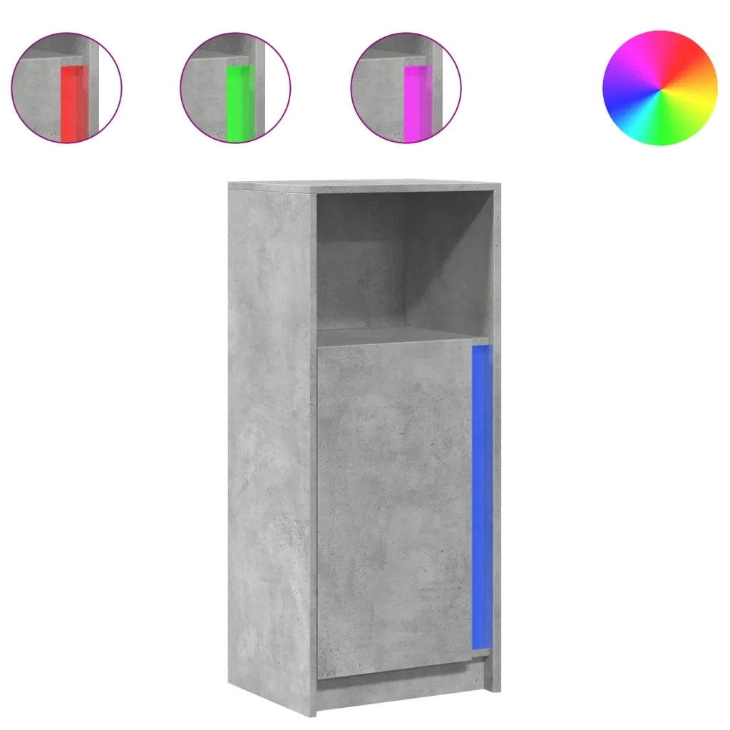 Credenza con LED-Buffet-Armadio da cucina Grigio Cemento 42,5x34x100cm Legno Multistrato