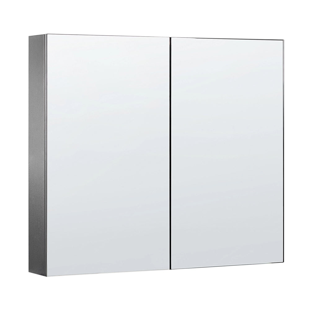 Armadietto a specchio per bagno in compensato bianco 80 x 70 cm Scaffali pensili a 2 ante