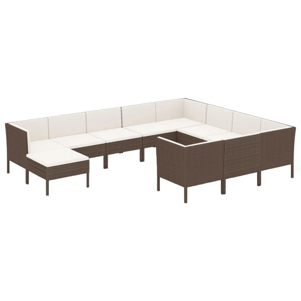 Set Divani da Giardino 11 pz con Cuscini in Polyrattan Marrone cod mxl 38450