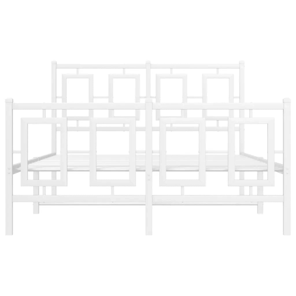 Giroletto con Testiera e Pediera-Struttura Letto Metallo Bianco 120x190 cm 263371