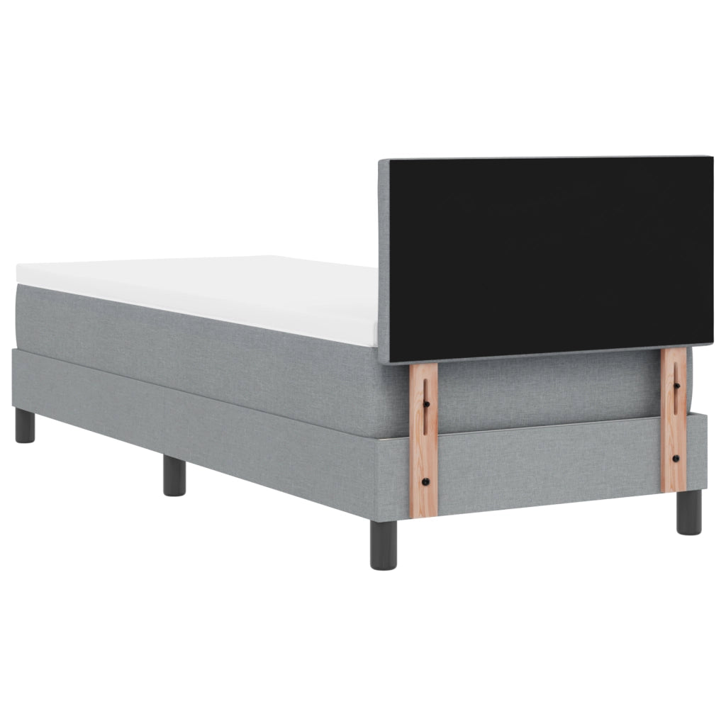 Letto con Rete a Molle e Materasso & LED Grigio Chiaro 80x200 cm Tessuto