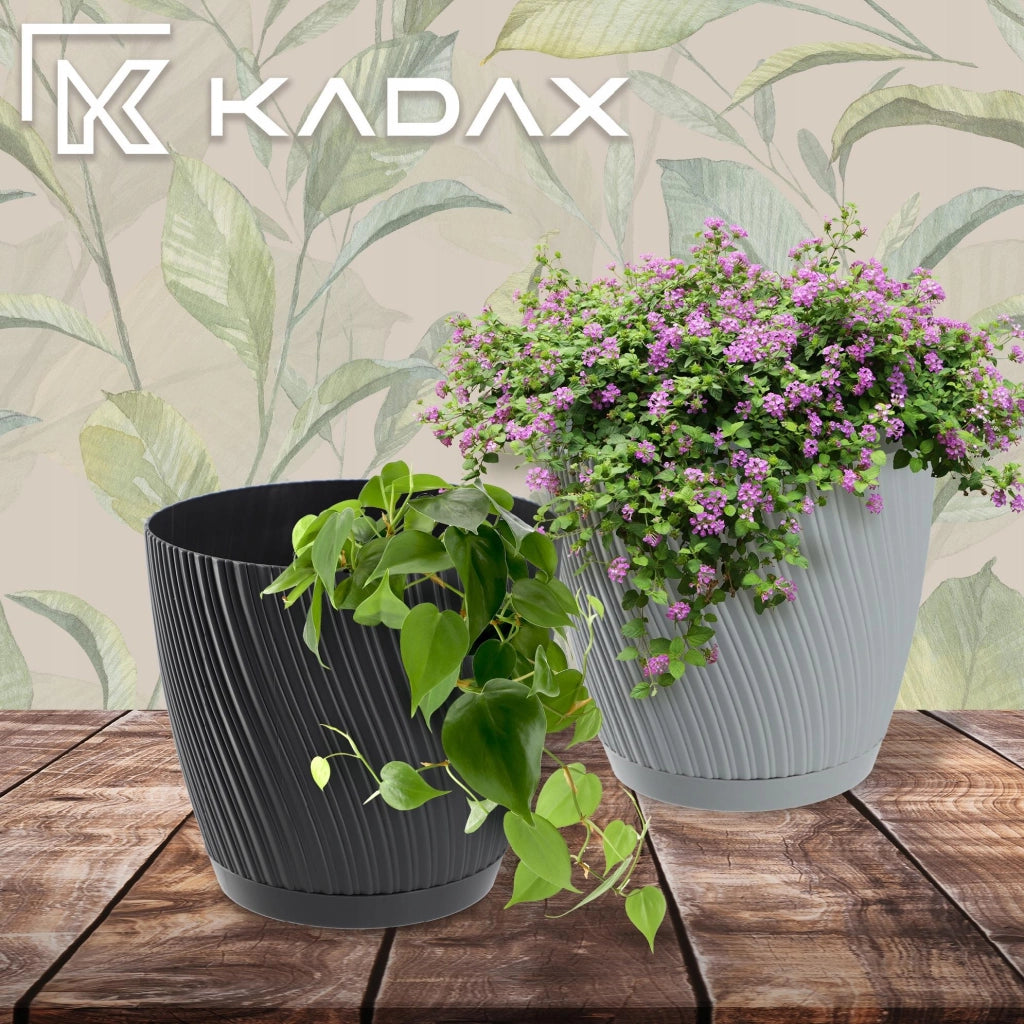Vaso da fiori KADAX con supporto, coperchio, ciotola rotonda, 23 cm, grigio
