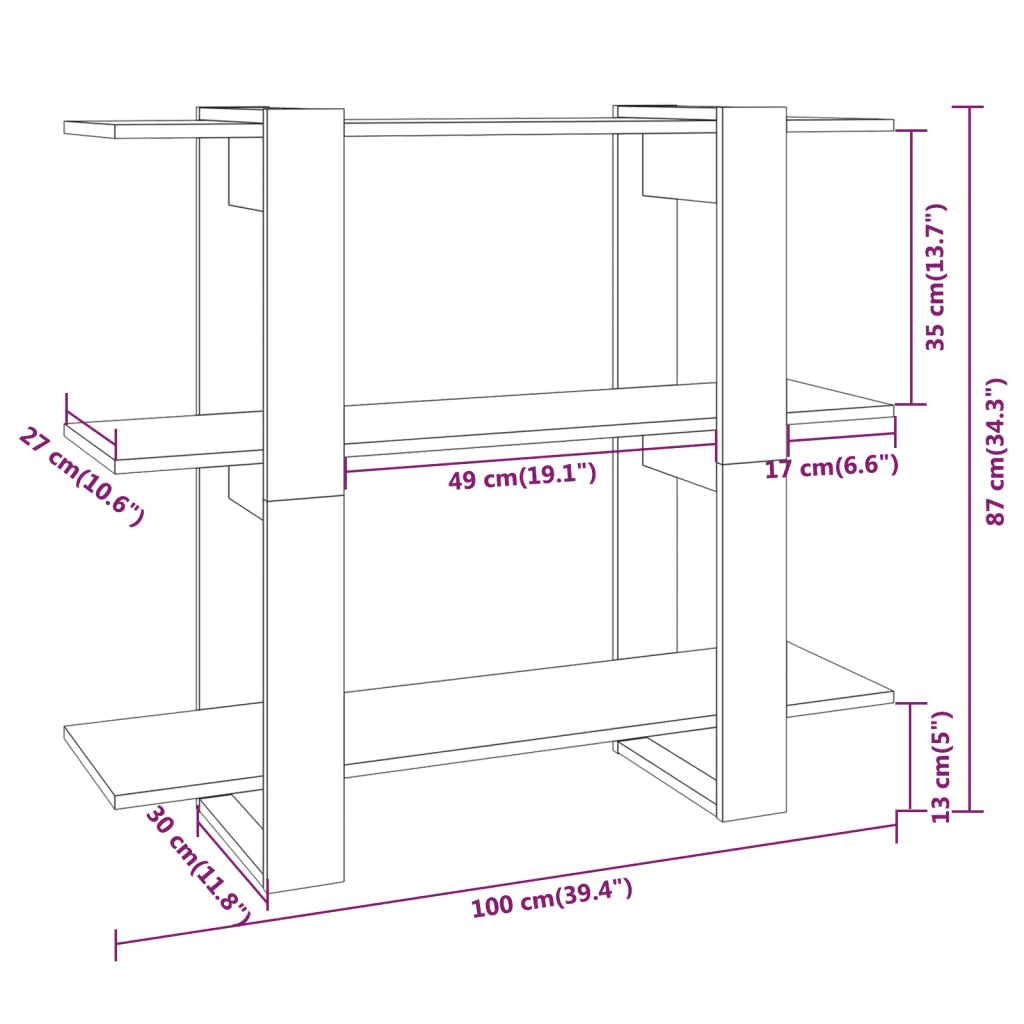 Libreria Divisorio-Scaffale per Libri-Mobile di Stoccaggio Grigio Sonoma 100x30x87 cm