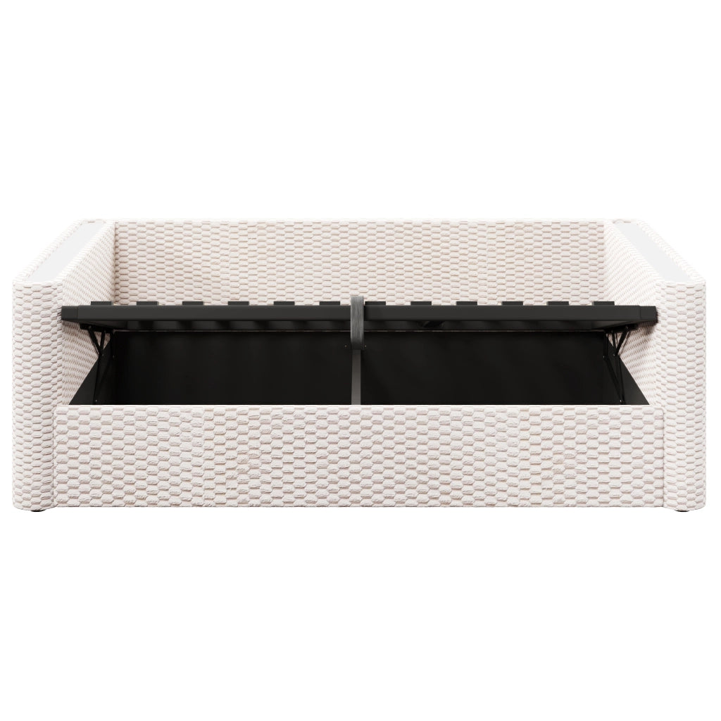 Divano letto con LED e meccanismo idraulico - Zephmum- 90x200 cm velluto beige
