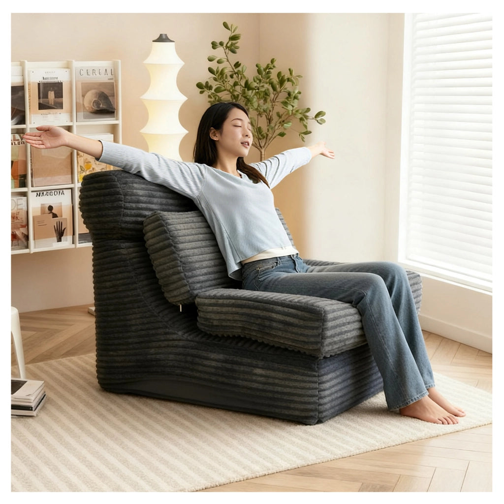 POLTRONA Convertibile 2 in 1 190 cm Flanella Nera