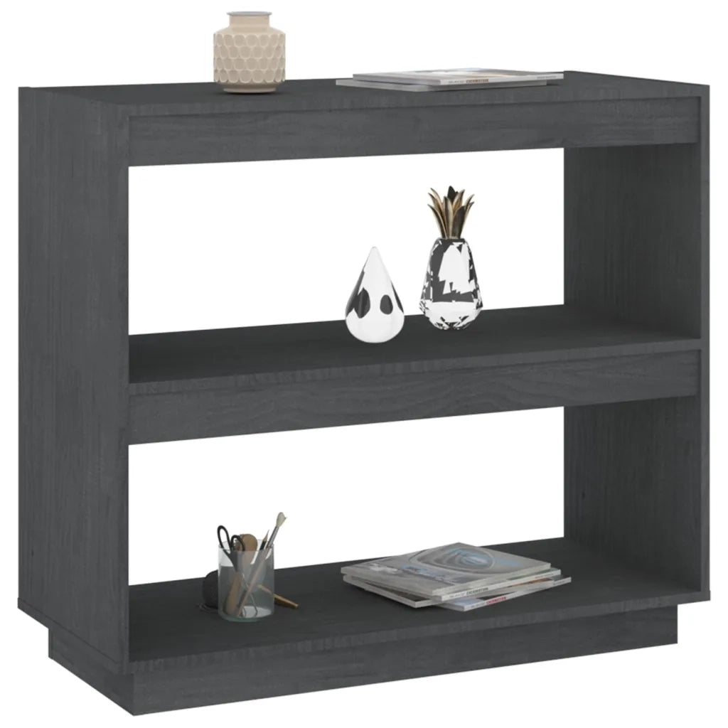 Libreria Grigia 80x35x71 cm in Legno Massello di Pino 810881